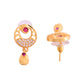 VOJ Gold Polished Circular Pendant With Chain And Earrings Set - Swadesiicart