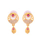 VOJ Gold Polished Circular Pendant With Chain And Earrings Set - Swadesiicart