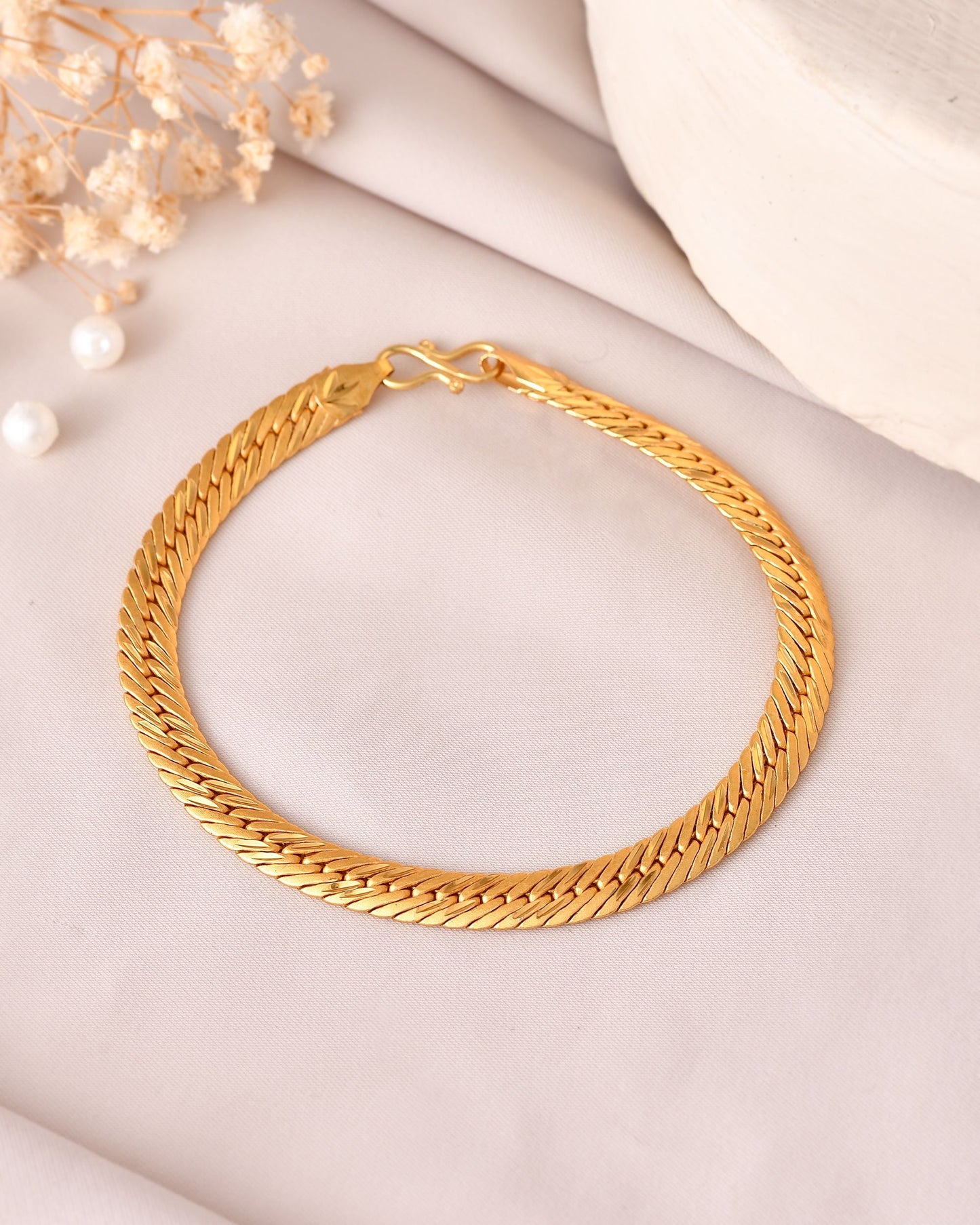 VOJ Men Stainless Steel Gold Polished Handcrafted Bracelet - Swadesiicart