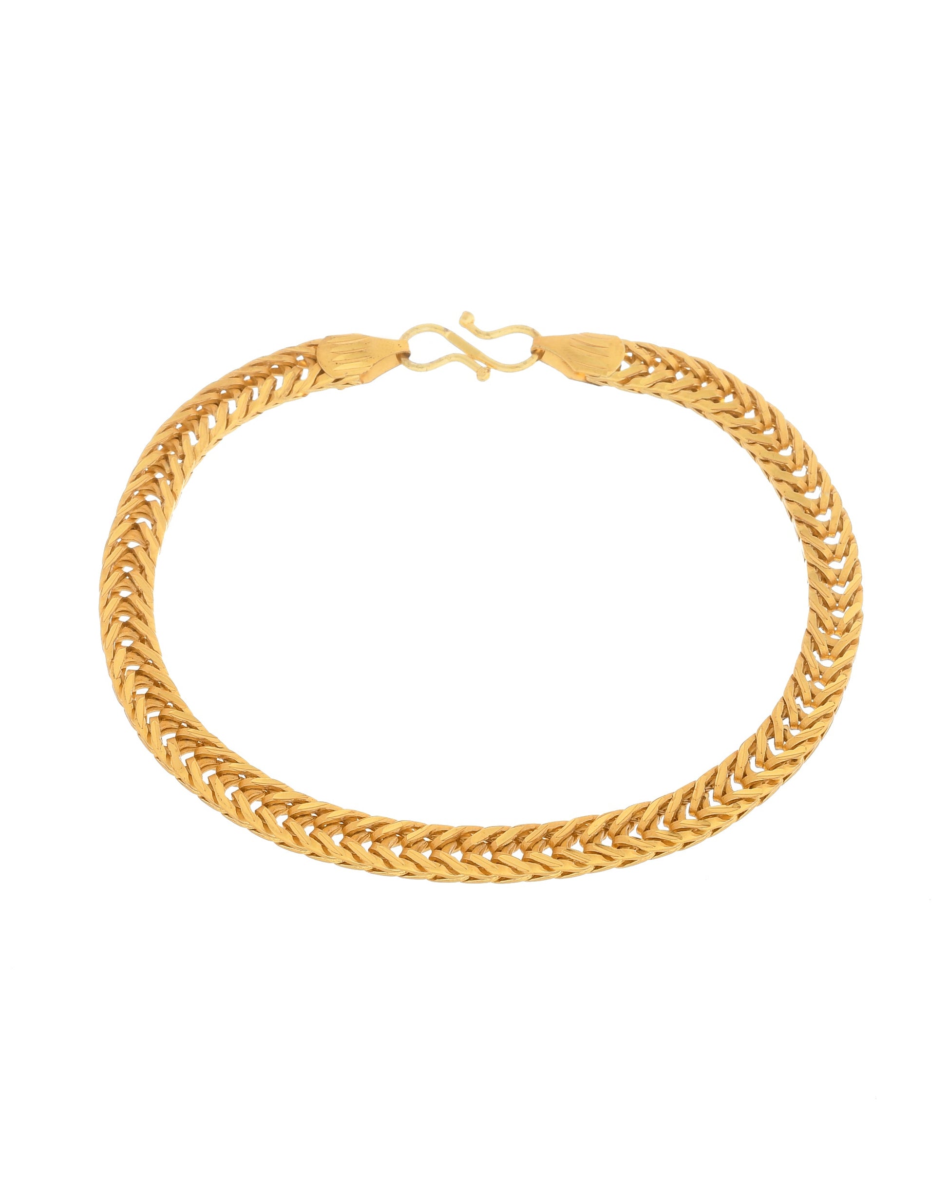 VOJ Men Gold Polished Stainless Steel Linked Bracelet - Swadesiicart