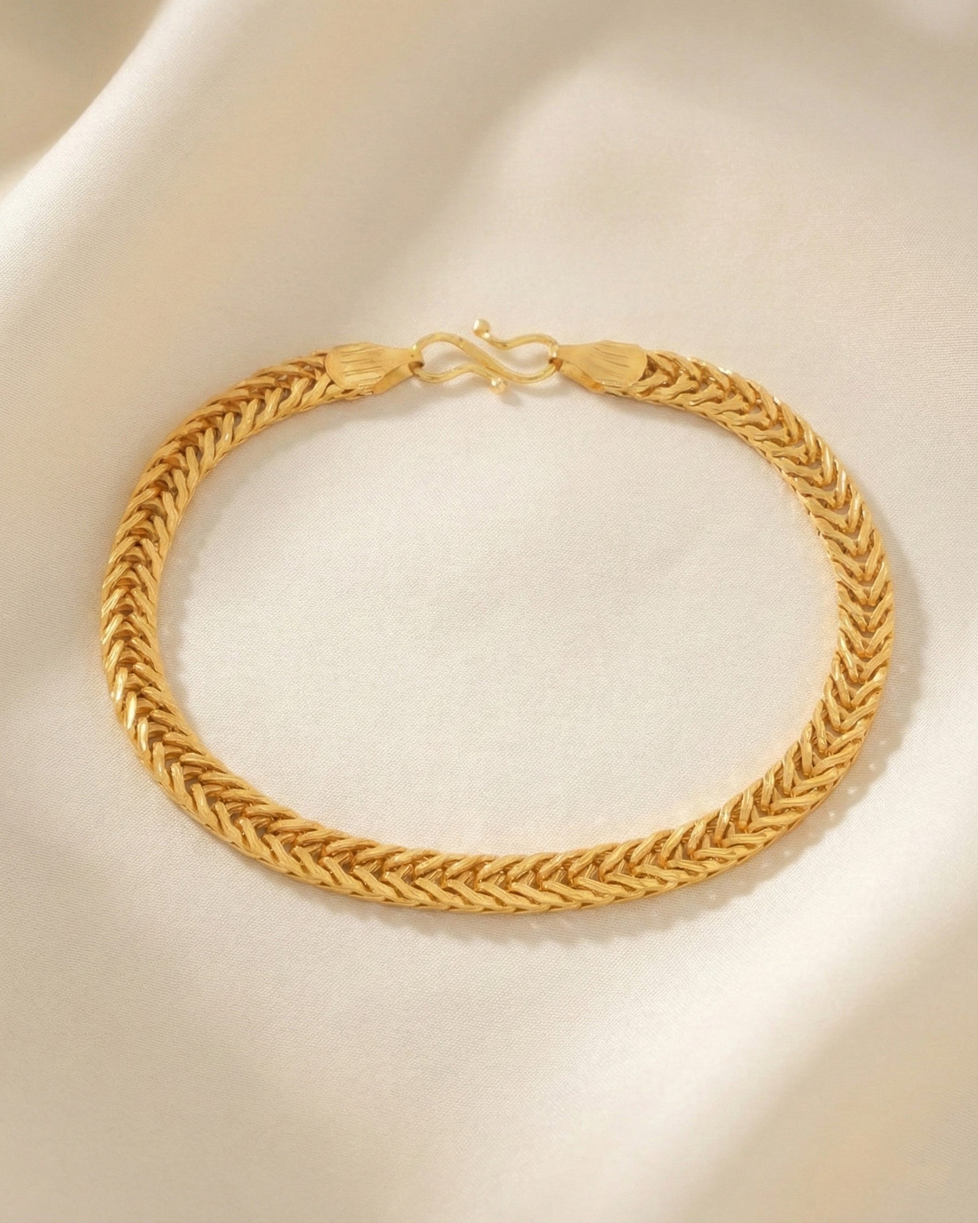VOJ Men Gold Polished Stainless Steel Linked Bracelet - Swadesiicart
