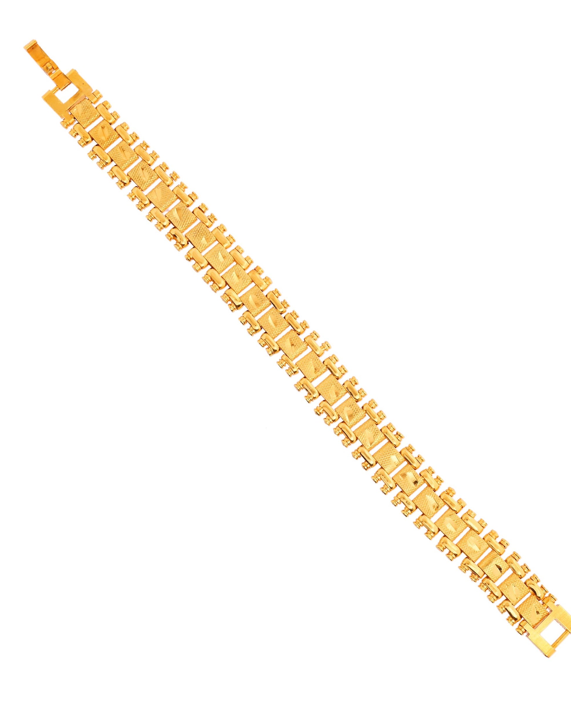 VOJ Gold Polished Handcrafted Stainless Steel Linked Bracelet For Men - Swadesiicart