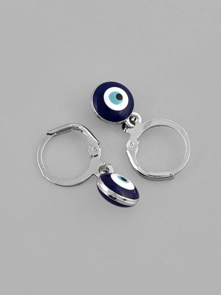 VOJ Silver Plated Contemporary Evel Eye Drop Earrings - Swadesiicart