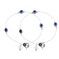 VOJ Set Of 2 Silver-Plated Stainless Steel Evil Eye Studded Anklet - Swadesiicart
