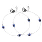 VOJ Set Of 2 Silver-Plated Stainless Steel Evil Eye Studded Anklet - Swadesiicart