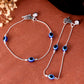VOJ Set Of 2 Silver-Plated Stainless Steel Evil Eye Studded Anklet - Swadesiicart