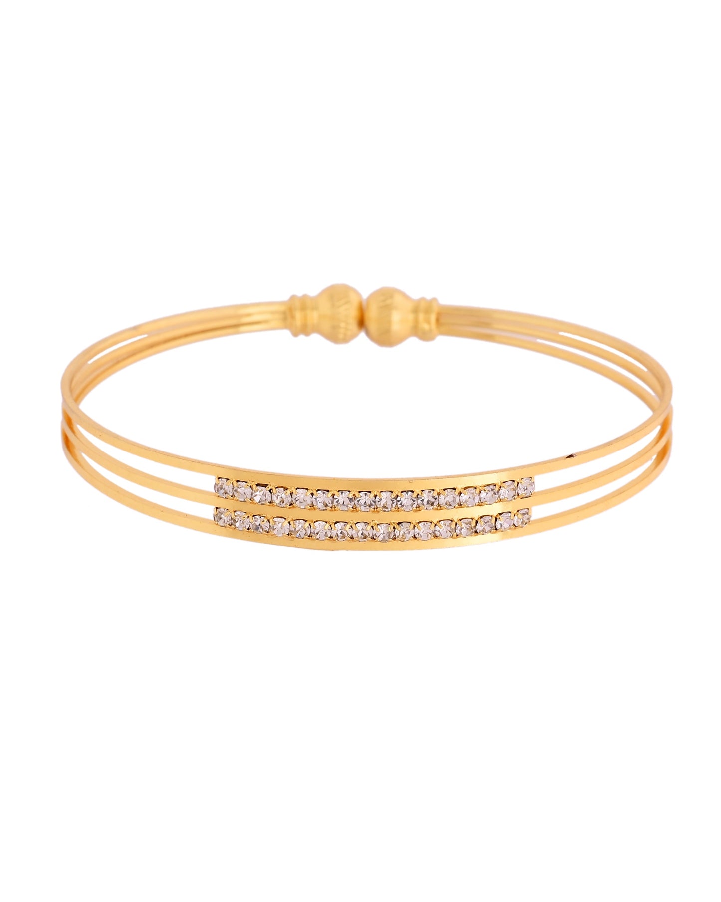 VOJ Set Of 2 Gold Polished Stone Studded Bangle - Swadesiicart