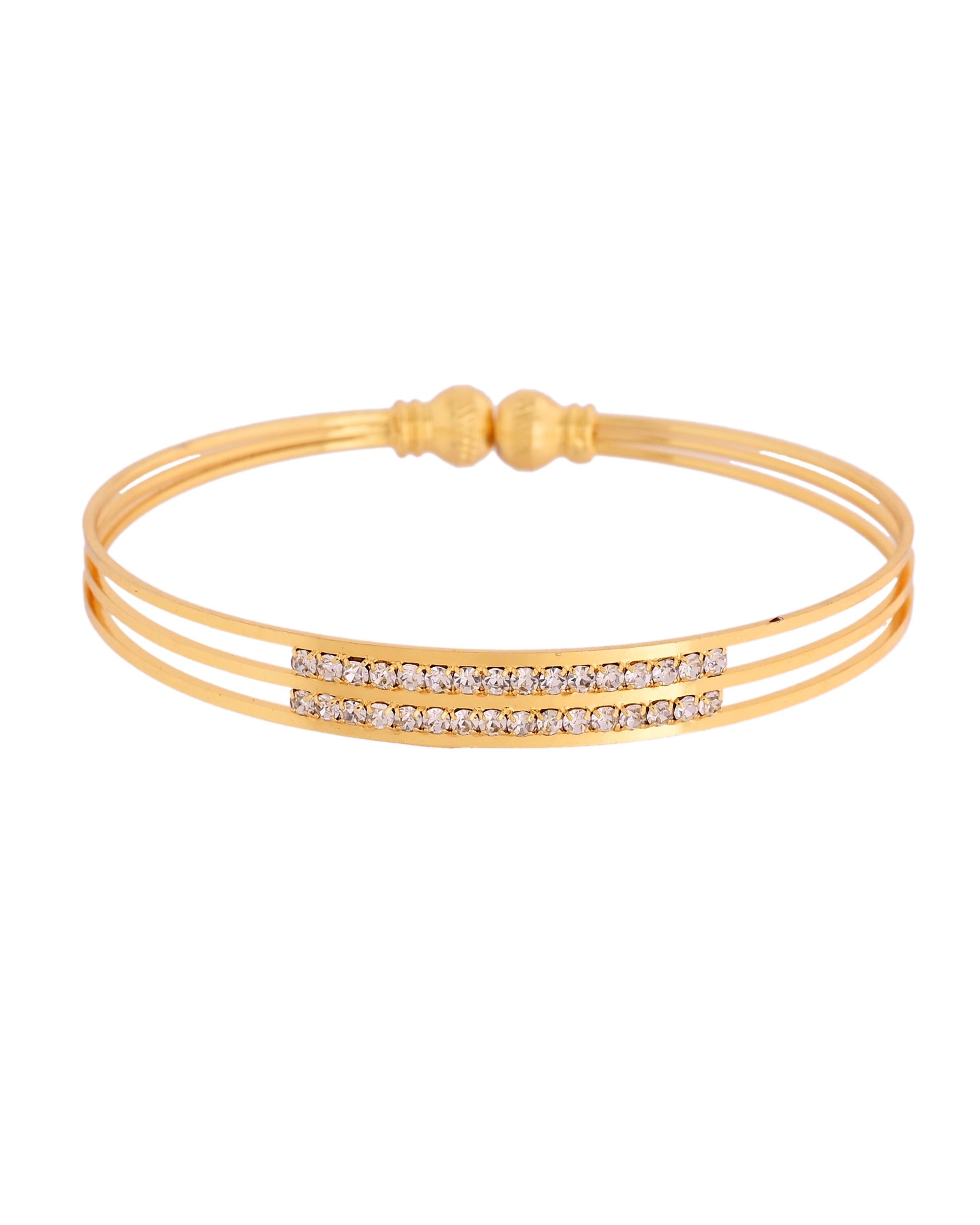 VOJ Set Of 2 Gold Polished Stone Studded Bangle - Swadesiicart