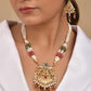 VOJ Gold Polished Designer Long Necklace With Earrings Set | Swadesiicart