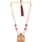 VOJ Gold Polished Designer Long Necklace With Earrings Set | Swadesiicart