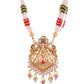 VOJ Gold Polished Designer Long Necklace With Earrings Set | Swadesiicart