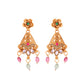 VOJ Gold Polished Designer Long Necklace With Earrings Set | Swadesiicart