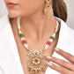 VOJ Gold Polished Traditional Long Necklace With Earrings Set | Swadesiicart