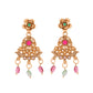 VOJ Gold Polished Traditional Long Necklace With Earrings Set | Swadesiicart