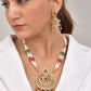 VOJ Gold Polished Traditional Circular Shaped Long Necklace With Earrings Set | Swadesiicart