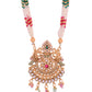 VOJ Gold Polished Traditional Circular Shaped Long Necklace With Earrings Set | Swadesiicart