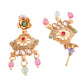 VOJ Gold Polished Traditional Circular Shaped Long Necklace With Earrings Set | Swadesiicart