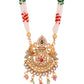VOJ Gold Polished Traditional Circular Shaped Long Necklace With Earrings Set | Swadesiicart
