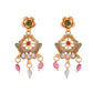 VOJ Gold Polished Traditional Circular Shaped Long Necklace With Earrings Set | Swadesiicart