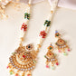 VOJ Gold Polished Traditional Circular Shaped Long Necklace With Earrings Set | Swadesiicart
