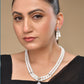 VOJ Silver Plated Pearl & Ad Studded Designer Jewellery Set - Swadesiicart