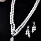 VOJ Silver Plated Pearl & Ad Studded Designer Jewellery Set - Swadesiicart