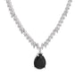 VOJ Silver Plated Black Teardrop Stone Studded Simple Jewellery Set | Swadesiicart
