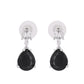 VOJ Silver Plated Black Teardrop Stone Studded Simple Jewellery Set | Swadesiicart