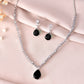 VOJ Silver Plated Black Teardrop Stone Studded Simple Jewellery Set | Swadesiicart