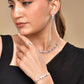 VOJ Silver Plated Baby Pink Stone Studded Necklace With Earrings, Ring And Bracelet Set | Swadesiicart