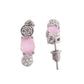 VOJ Silver Plated Baby Pink Stone Studded Necklace With Earrings, Ring And Bracelet Set | Swadesiicart