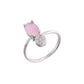 VOJ Silver Plated Baby Pink Stone Studded Necklace With Earrings, Ring And Bracelet Set | Swadesiicart