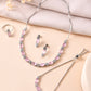 VOJ Silver Plated Baby Pink Stone Studded Necklace With Earrings, Ring And Bracelet Set | Swadesiicart
