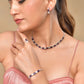 VOJ Silver Plated Purple Stone Studded Necklace With Earrings, Ring And Bracelet Set | Swadesiicart