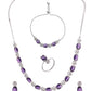 VOJ Silver Plated Purple Stone Studded Necklace With Earrings, Ring And Bracelet Set | Swadesiicart