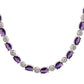 VOJ Silver Plated Purple Stone Studded Necklace With Earrings, Ring And Bracelet Set | Swadesiicart
