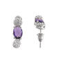 VOJ Silver Plated Purple Stone Studded Necklace With Earrings, Ring And Bracelet Set | Swadesiicart