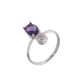 VOJ Silver Plated Purple Stone Studded Necklace With Earrings, Ring And Bracelet Set | Swadesiicart
