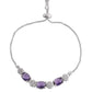 VOJ Silver Plated Purple Stone Studded Necklace With Earrings, Ring And Bracelet Set | Swadesiicart