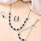 VOJ Silver Plated Purple Stone Studded Necklace With Earrings, Ring And Bracelet Set | Swadesiicart