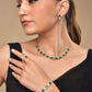 VOJ Silver Plated Green Stone Studded Necklace With Earrings, Ring And Bracelet Set | Swadesiicart