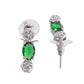 VOJ Silver Plated Green Stone Studded Necklace With Earrings, Ring And Bracelet Set | Swadesiicart