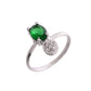 VOJ Silver Plated Green Stone Studded Necklace With Earrings, Ring And Bracelet Set | Swadesiicart