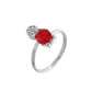 VOJ Silver Plated Red Stone Studded Necklace With Earrings, Ring And Bracelet Set | Swadesiicart