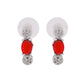 VOJ Silver Plated Red Stone Studded Necklace With Earrings, Ring And Bracelet Set | Swadesiicart