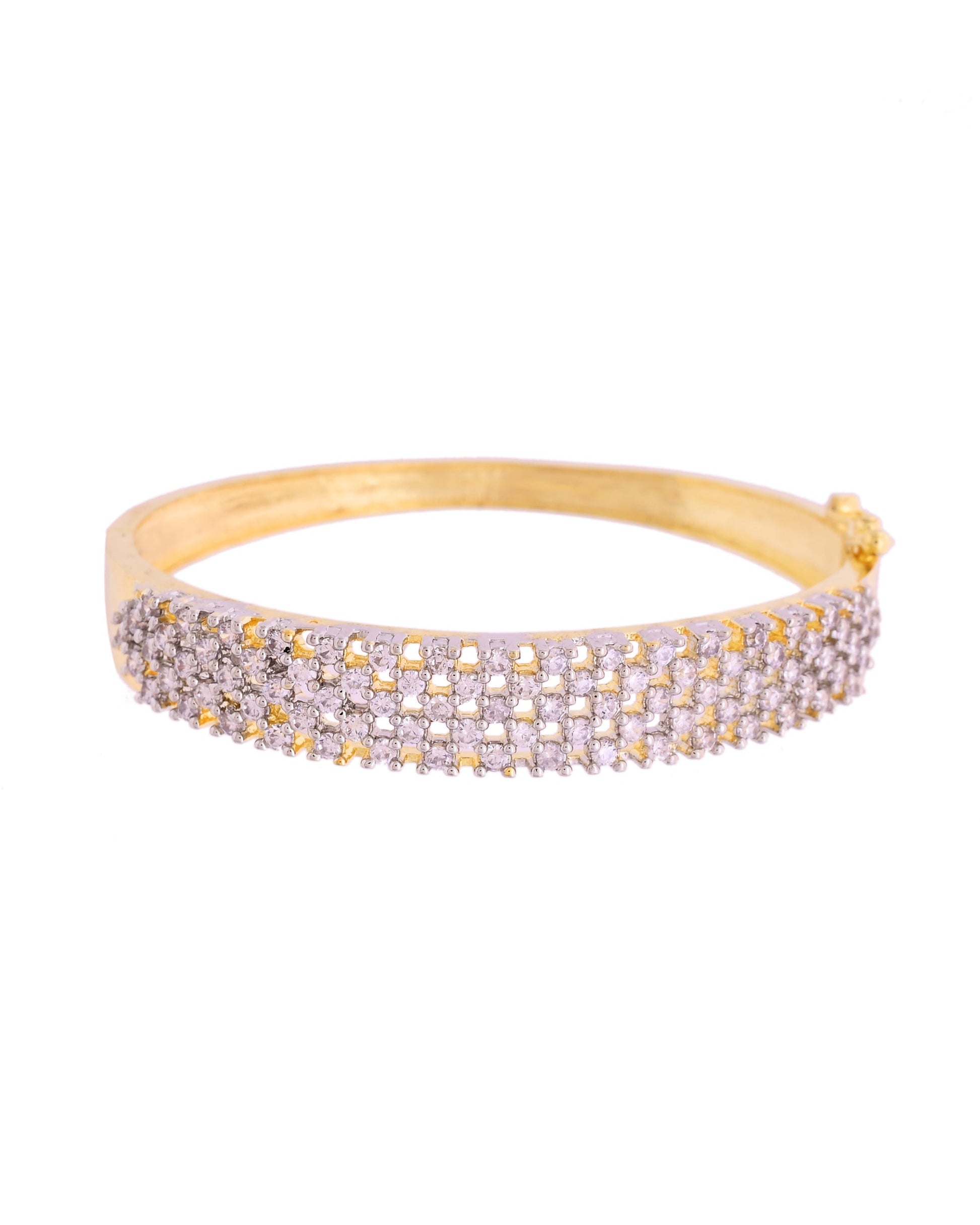 VOJ Women Gold Polished Cz Studded Kada Bracelet - Swadesiicart