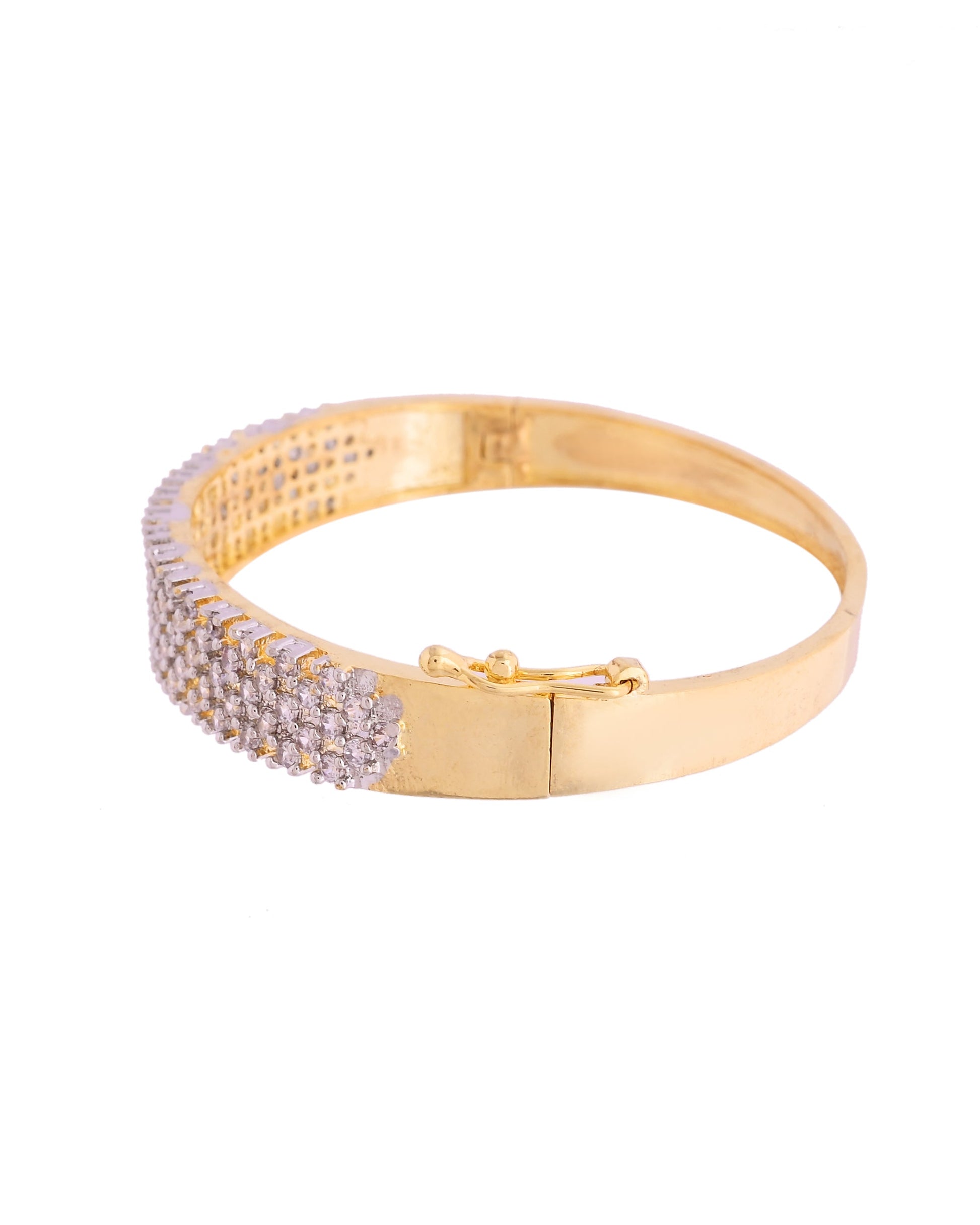 VOJ Women Gold Polished Cz Studded Kada Bracelet - Swadesiicart