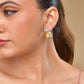 VOJ Gold Polished Small Coin & Stone Studded Studs Earrings - Swadesiicart