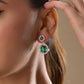 VOJ Silver Plated Green Stone Studded Teardrop Shaped Earrings - Swadesiicart