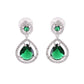 VOJ Silver Plated Green Stone Studded Teardrop Shaped Earrings - Swadesiicart